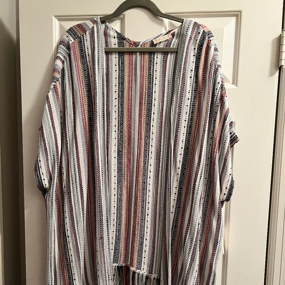 NWT Altar'd State Multi color poncho w/ fringe - Picture 1 of 6